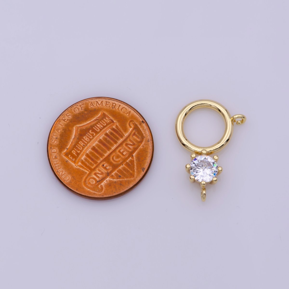 18K Gold Filled Charm Dangle Round Charm Double Bail Link Connector for Necklace L-563