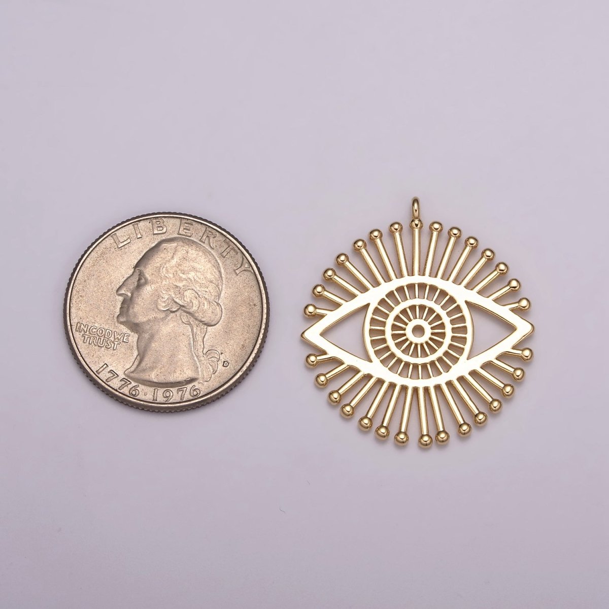 18K Gold Filled Evil Eye Charm Round Eye Medallion Disc charm for Necklace Earring Bracelet Supply N-177