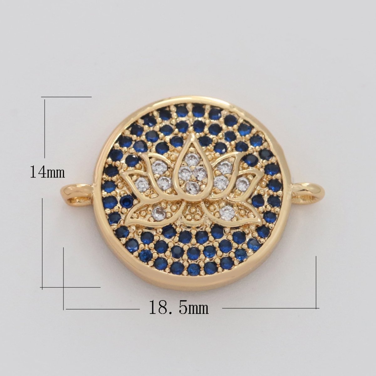 18k Gold Filled Micro Pave Lotus Charm Link Connector for Bracelet Necklace Component Y-375