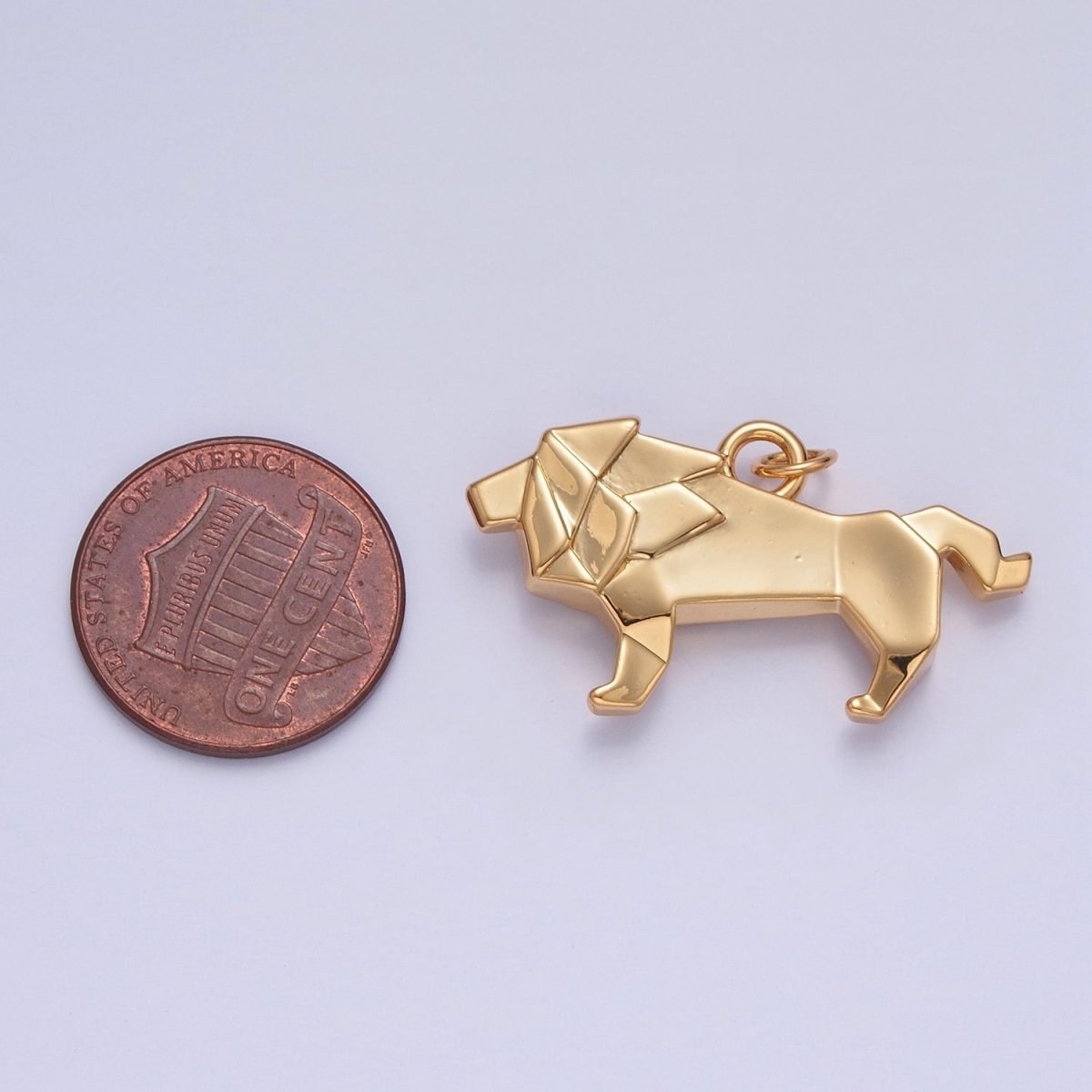 OS 18K Gold Filled Origami Lion Wild Safari Jungle Animal Charm | X-078