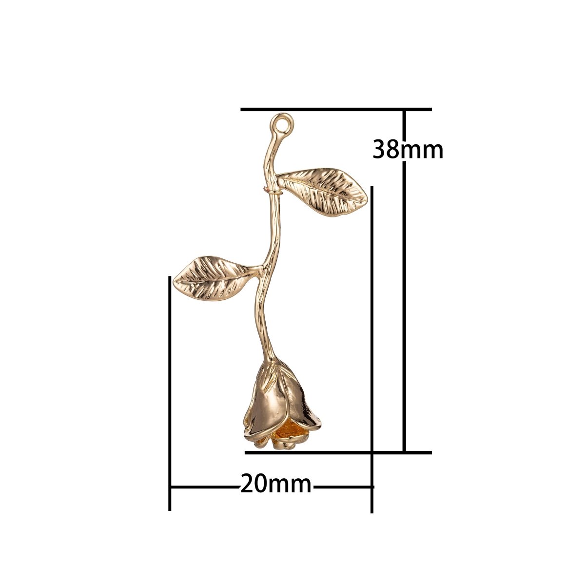 18k Gold Filled Rose Pendant Gold Rose Charm Charm Floral, Flower Belle Layered Necklace Pendant Bails for Jewelry Making E-873