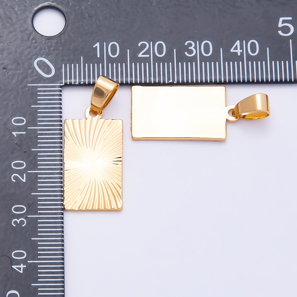 18K Gold Filled Square, Plate, Frame Bar Shine, Bright Necklace Pendant Charm Bead Bails Findings for Jewelry Making H-759