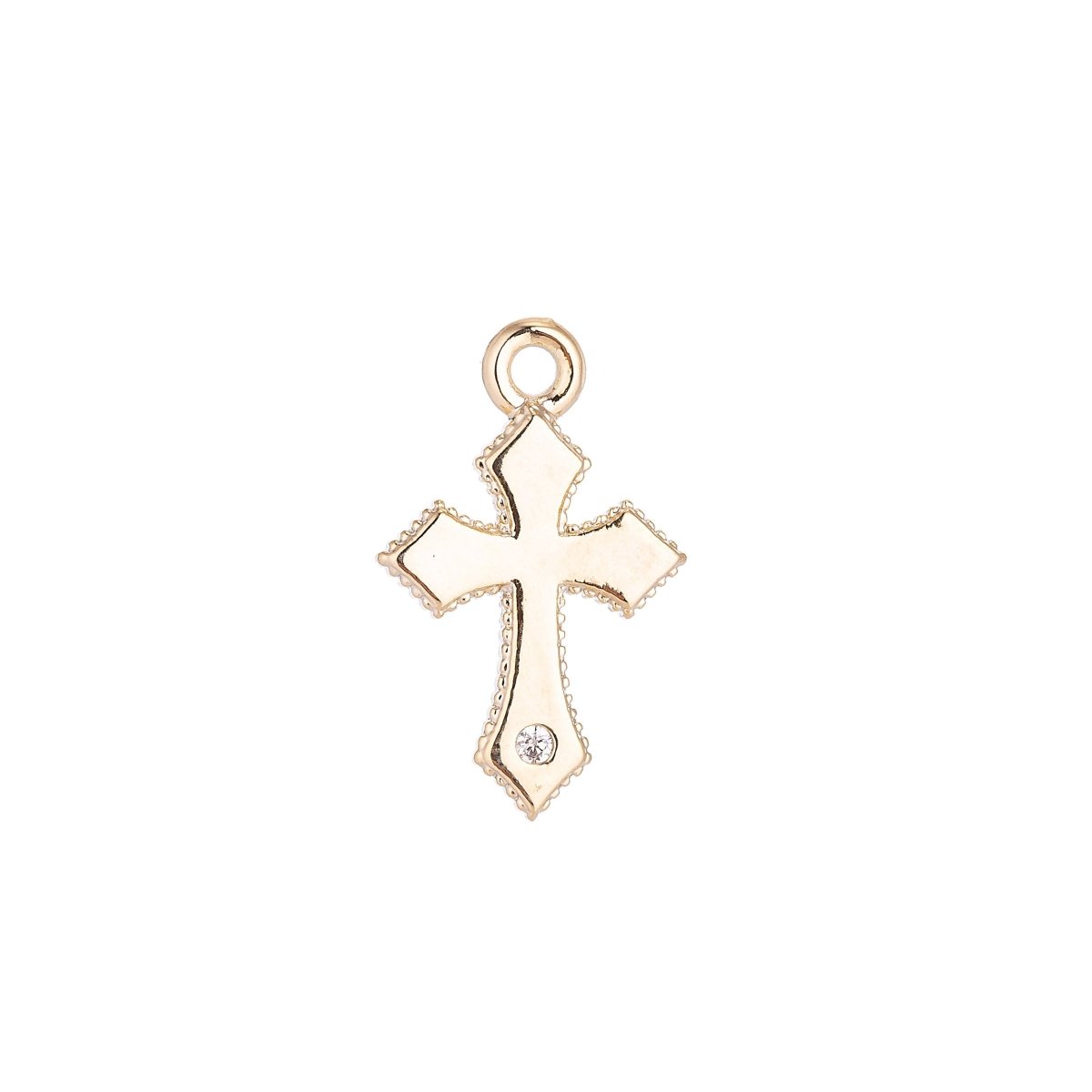 18k Gold Filled Tiny Dainty Small Cross Charm with Cubic Zircon CZ for Bracelet Necklace Jewelry Making C-115