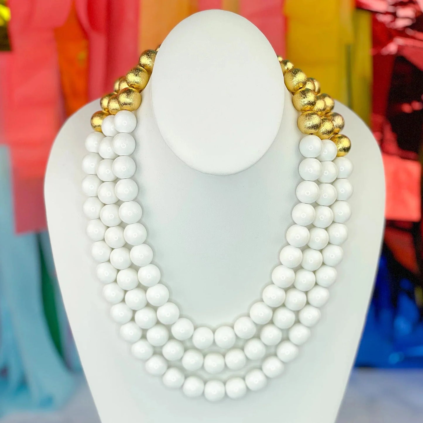 BRIANNA CANNON -
3 Strand White Beaded Brianna Necklace