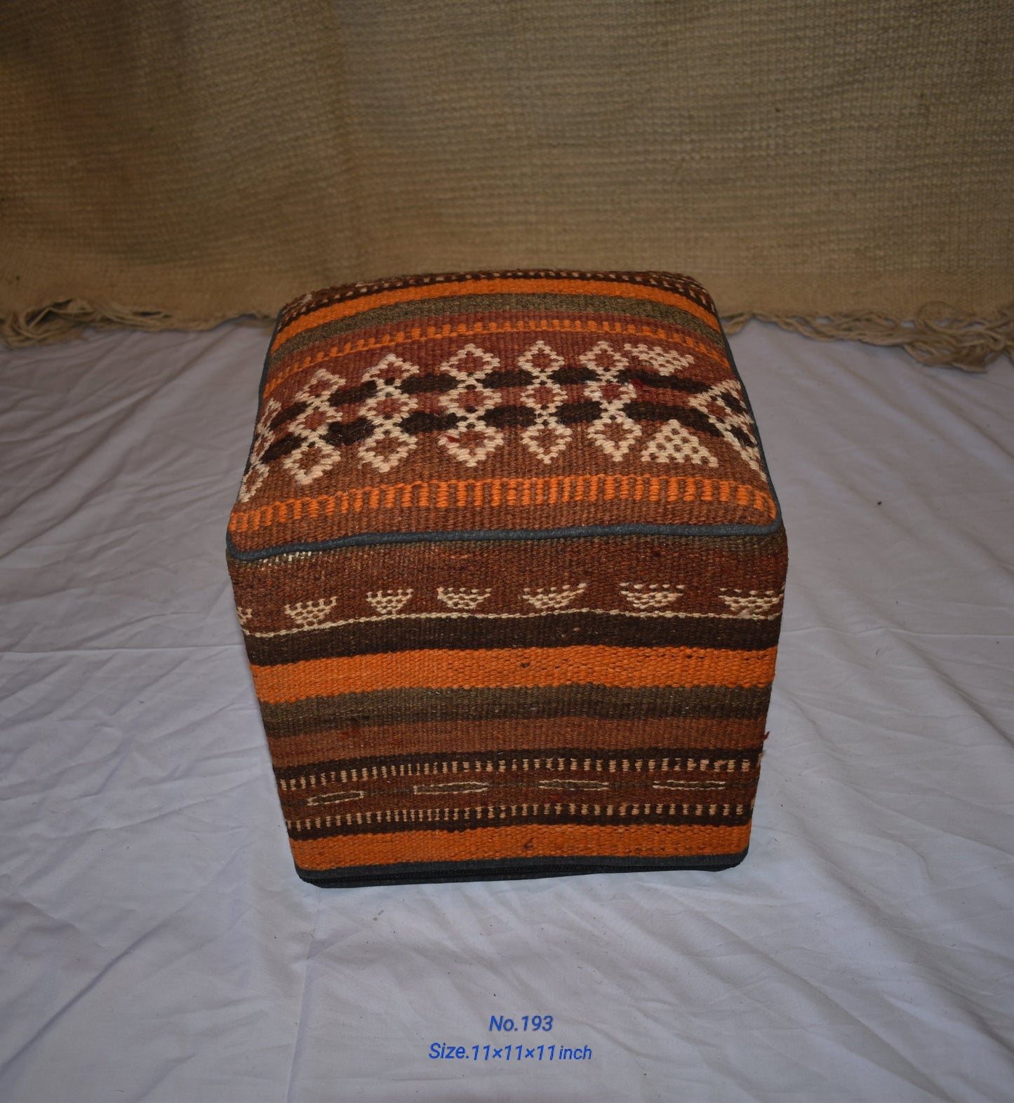 One of a Kind Kilim Rug Pouf Ottoman foot stool - #193