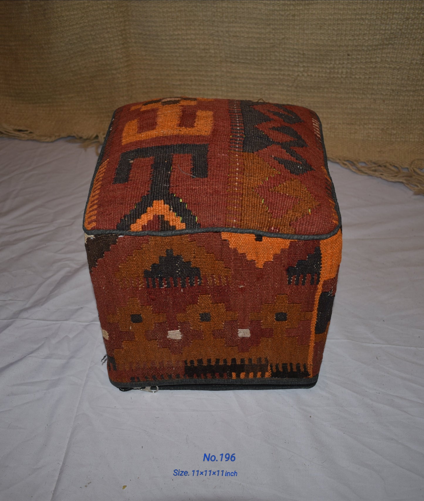 One of a Kind Kilim Rug Pouf Ottoman foot stool - #196