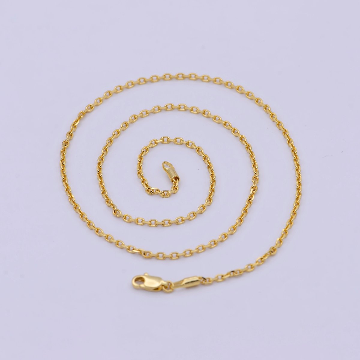 19.7'' Ready to Use 24K Gold Filled Thin Cable Necklace Chain, Layering Cable Chain Dainty Necklace, For Pendant Charm Necklace Making WA-743