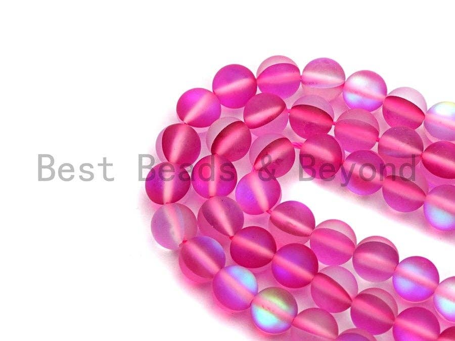Hot Pink Spectrolite Quartz Matte, High Quality in Round 6mm/8mm/10mm/12mm, Aura Hot Pink Crystal beads, 15.5inch strand, sku#U463