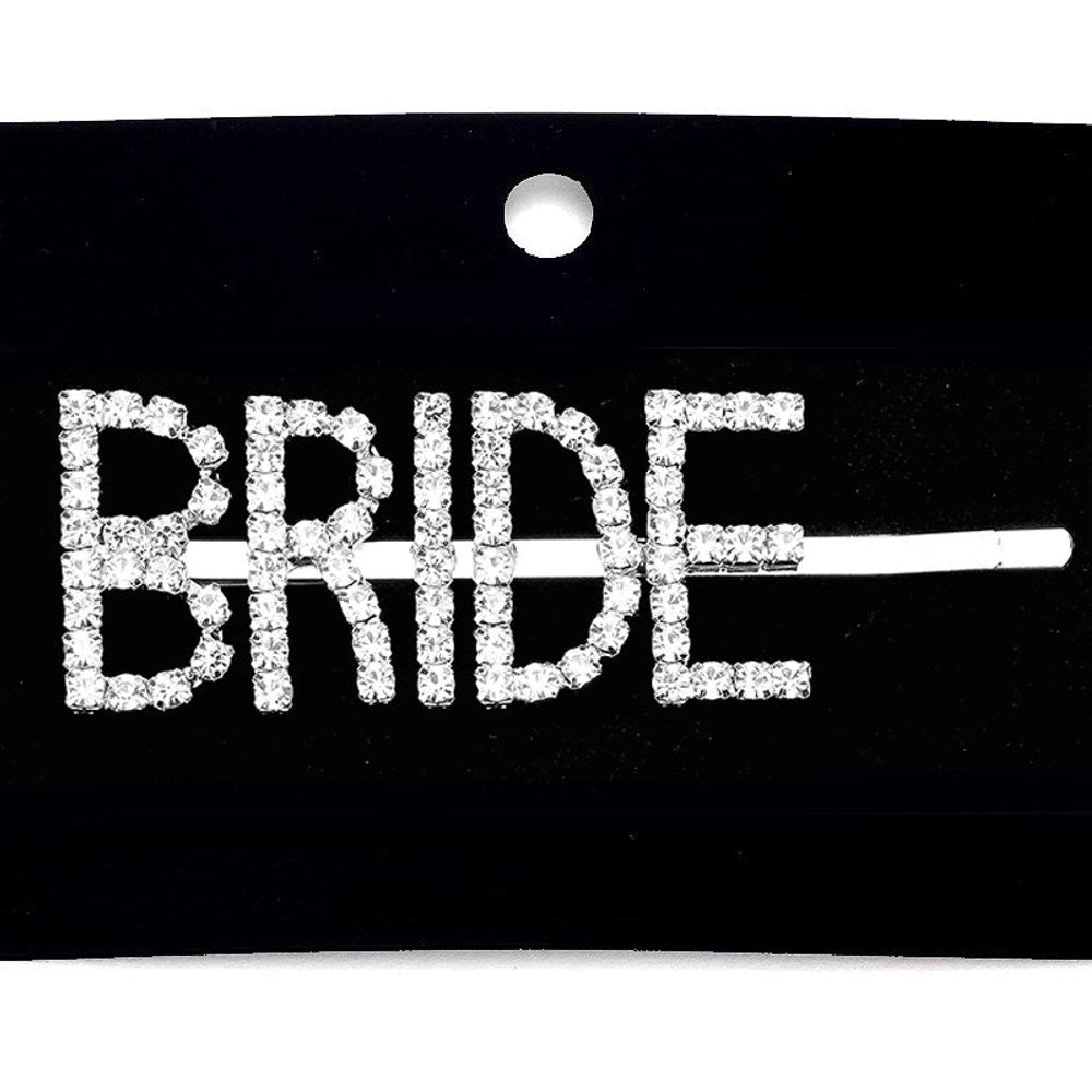 Bride Sparkly Crystal Pave "BRIDE" Rhinestone Hair Pin