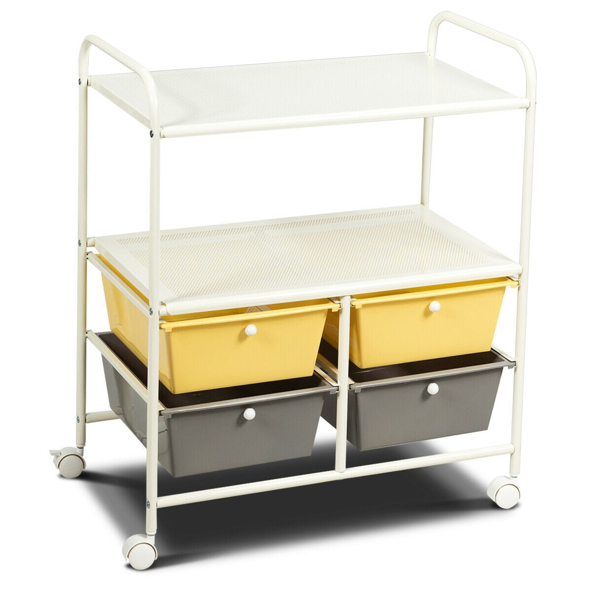 Mobile 4 Drawers Shelves Rolling Storage Cart Rack