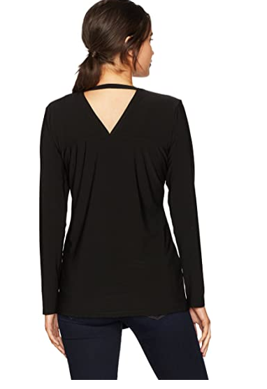 Tribal Womens L/s V-Back Cardigan, Black, Size XS