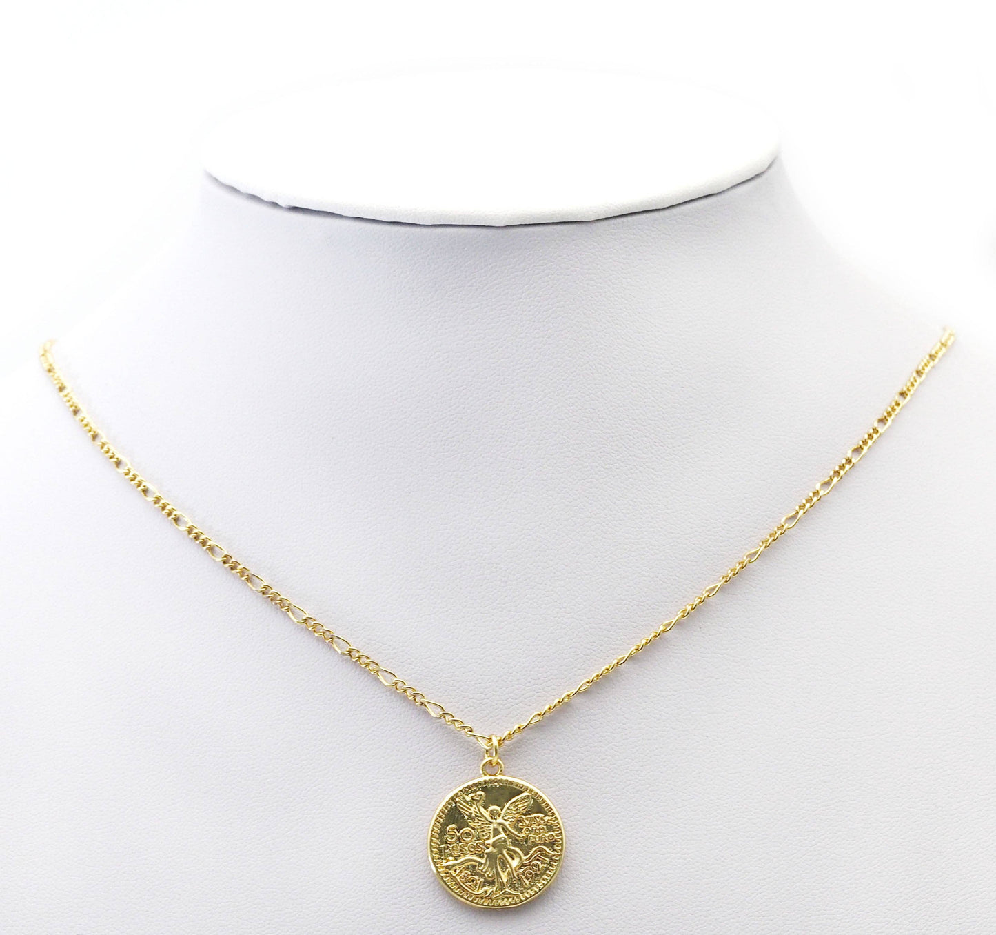 Angel Medallion Gold Coin Charm, Sku#LK756