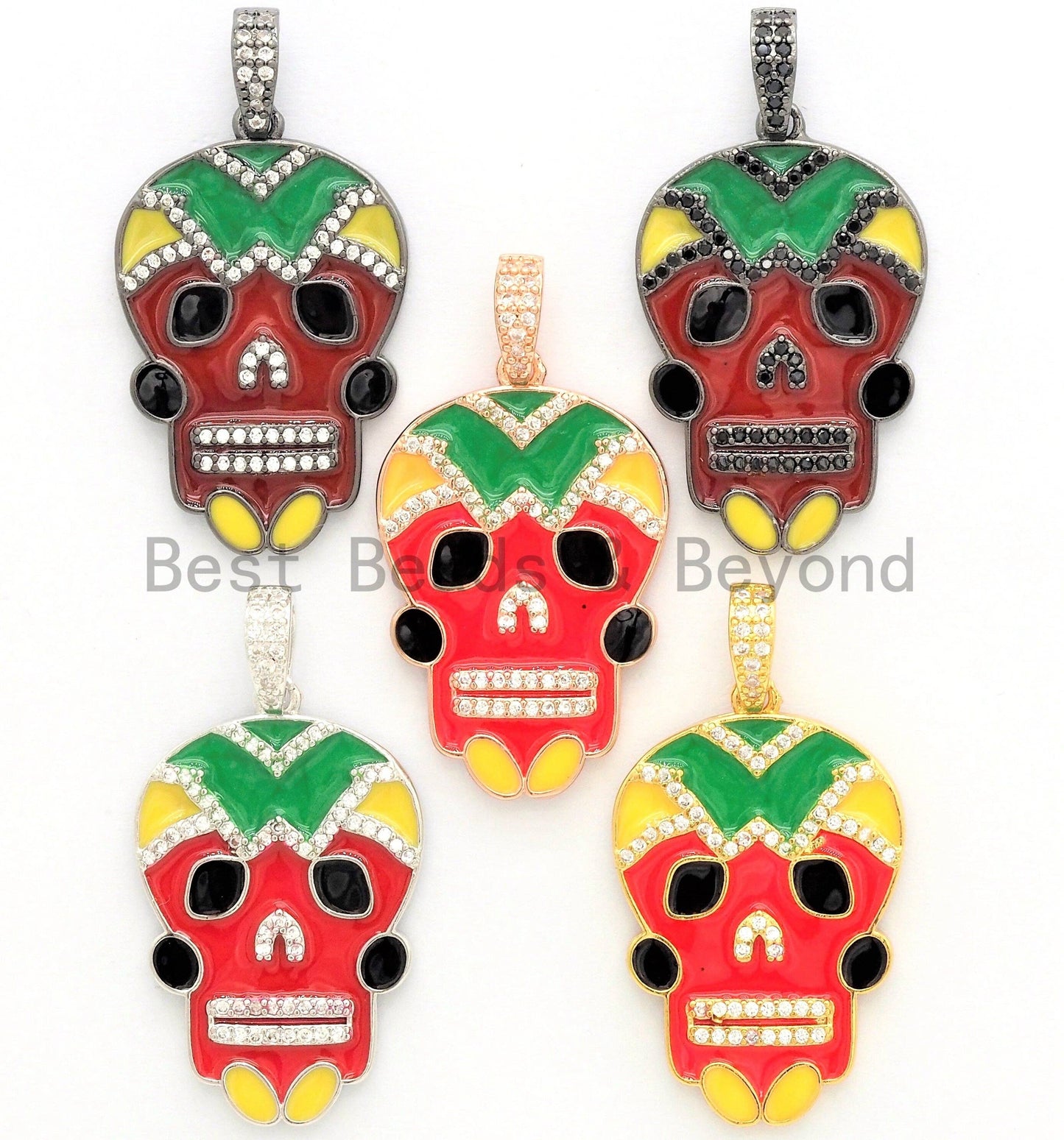NEW Enamel Colorful Skull Pendant,CZ Micro Pave Oil Drop Skull pendant,Enamel pendant,Enamel Jewelry,21x33mm,sku#F607