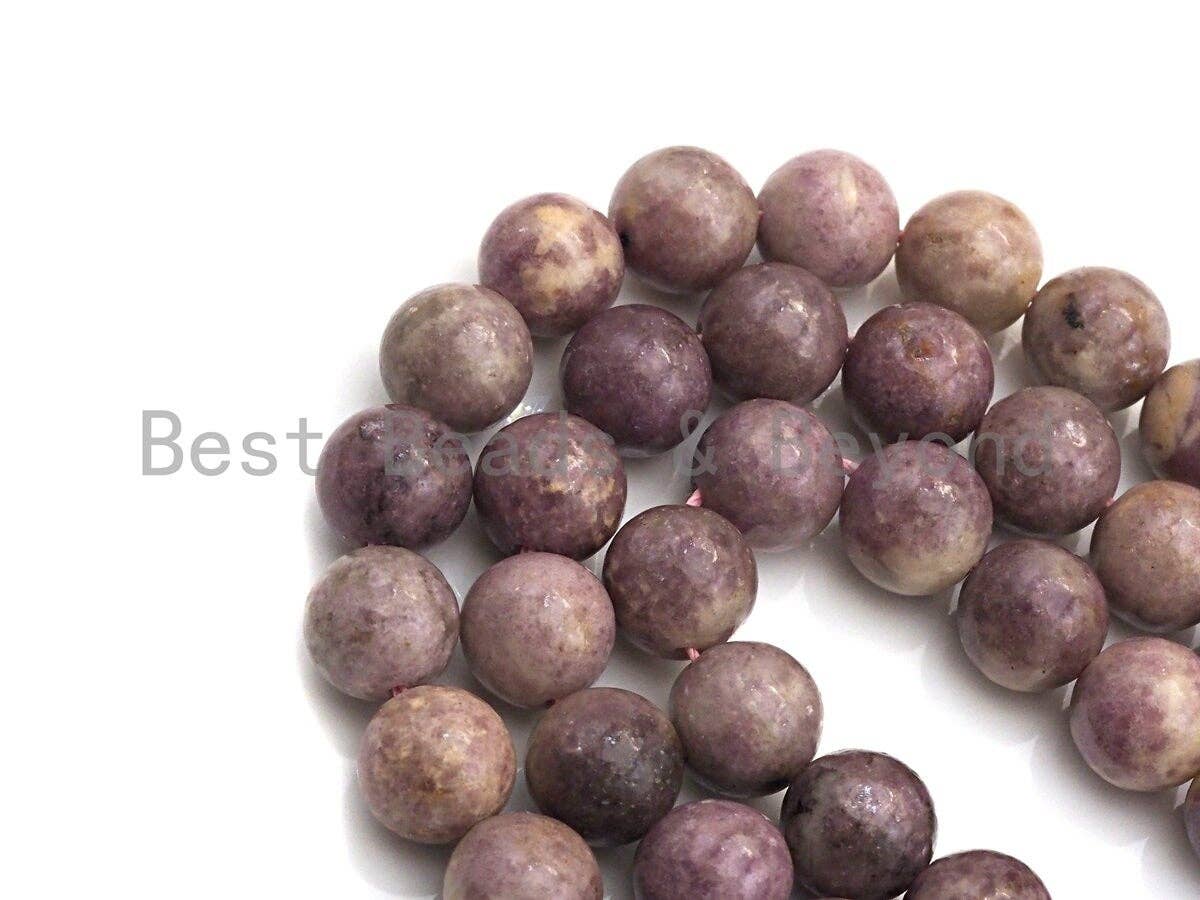 Natural Lepidolite Beads , Round Smooth 6mm/8mm/10mm/12mm, 15.5" Full Strand, Sku#U643