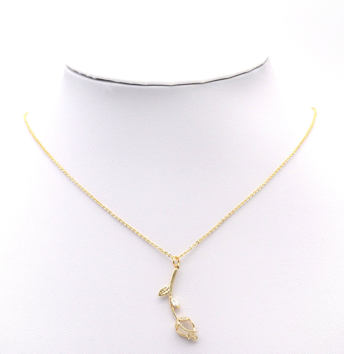 CZ Gold Tulip Flower Charm, Sku#ZX109