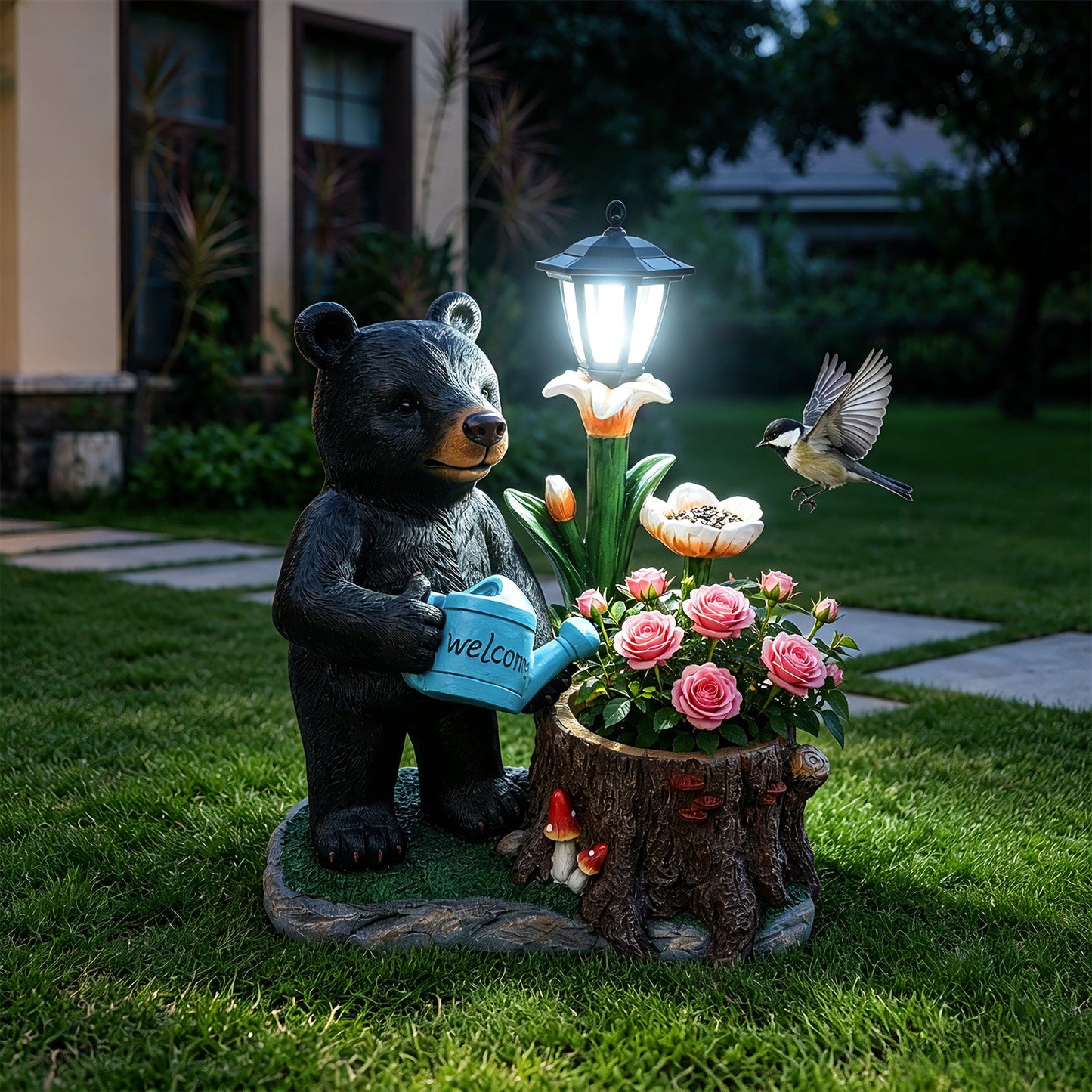 Standing Bear Figure with Planter