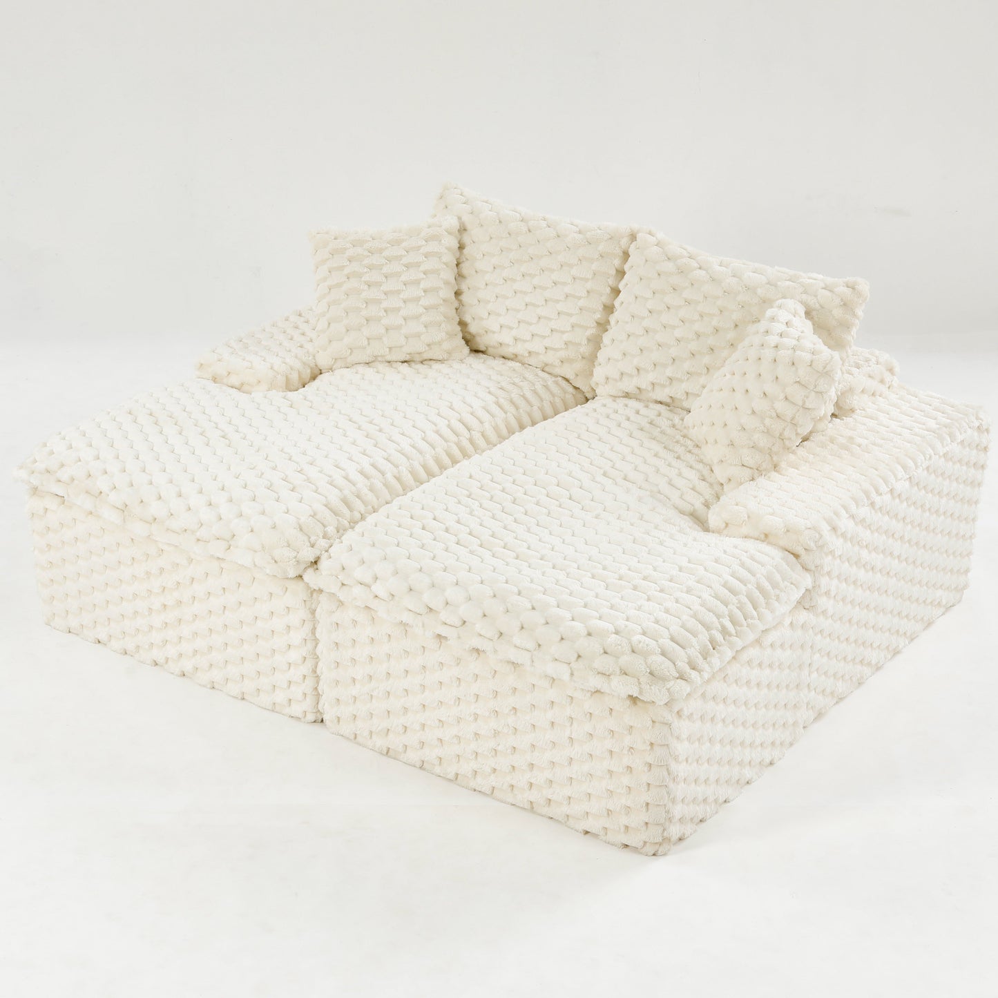 White Turtle Velvet Double Chaise Lounge