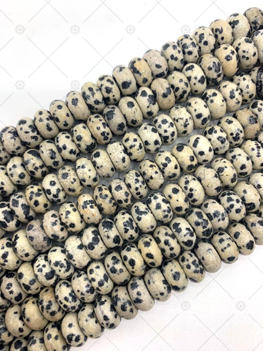 2mm Large Hole Natural Dalmation Jasper Beads, Rondelle 6x10mm, 8" Long Strands, sku#U1232