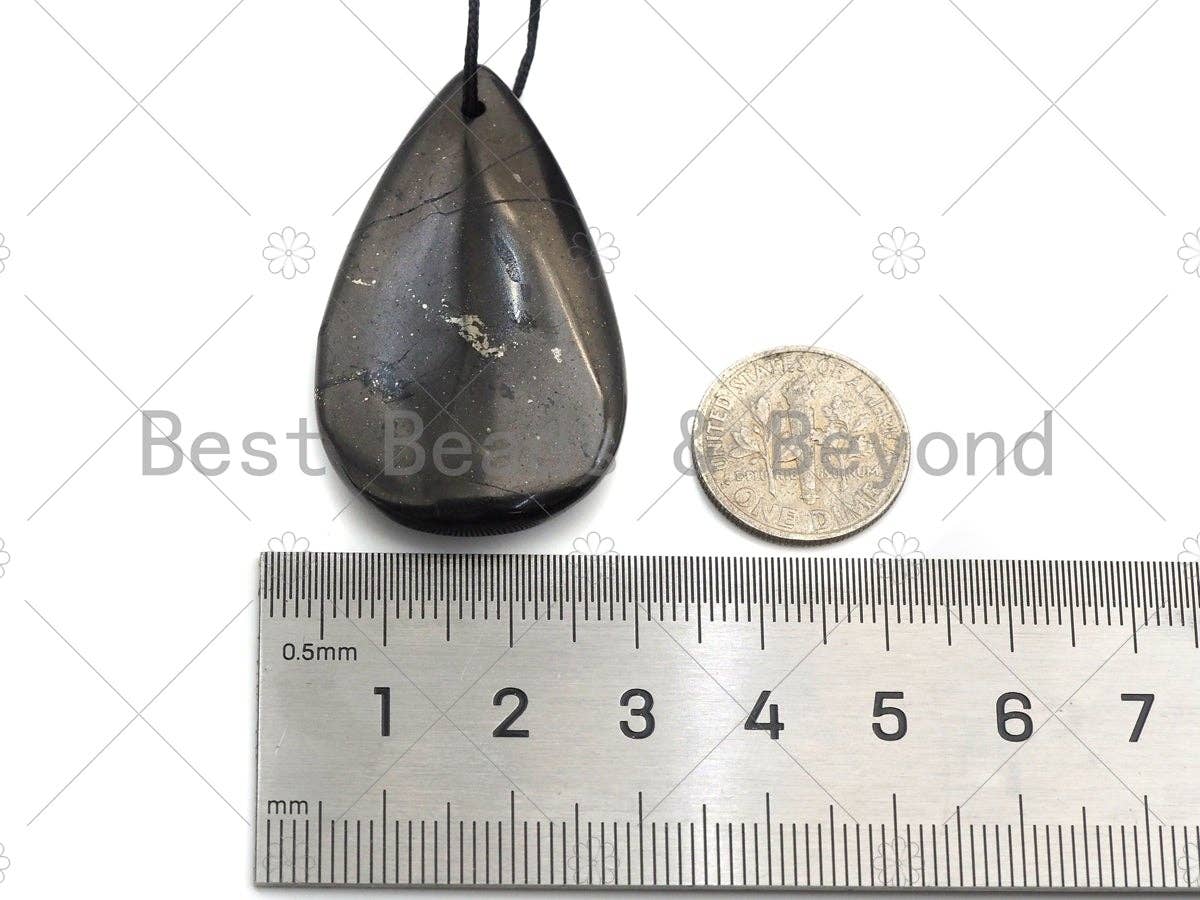 Drop Shape Shungite Pendant for EMF Protection, Shungite Authentic Stone, Healing Energy Pendant, Meditation, Protection,31x42mm, sku# U967