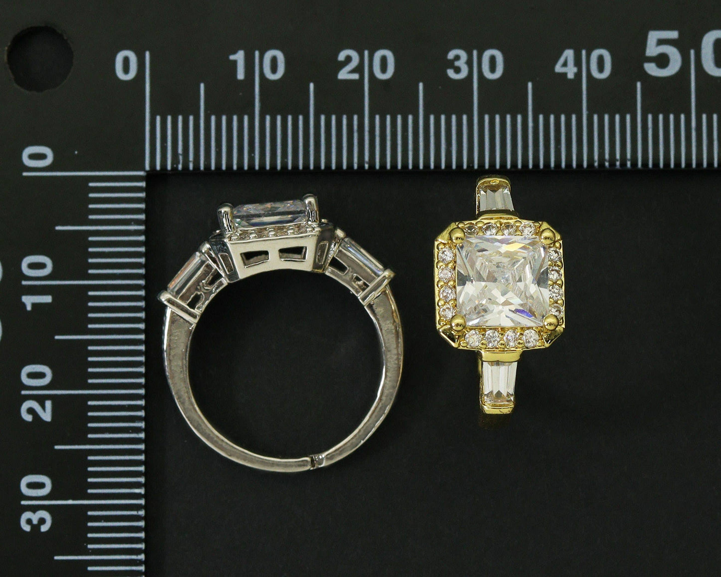 CZ Square Adjustable Ring, Sku#B171