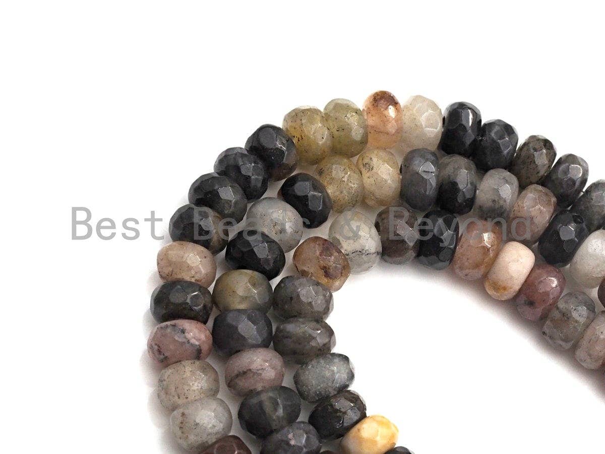 2mm Large Hole Natural Chinese Tourmaline Beads, Rondelle Faceted 6x10mm/5x8mm, 8" Long Strands, sku#U708