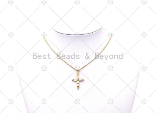 CZ Micro Pave Cross Shape Pendant, 18K Gold Filled Big CZ Cross Charm, Necklace Bracelet Charm Pendant, Sku#LK545