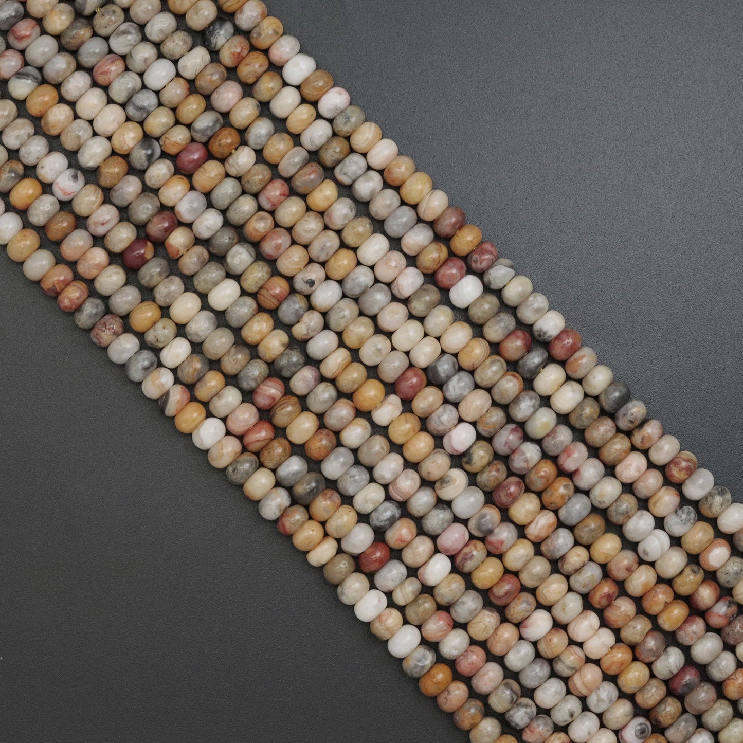 4x6mm Rondelle Smooth Crazy Lace Agate Beads, Sku#U1968