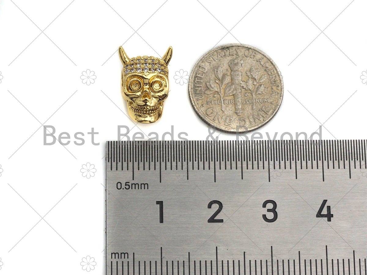 CZ Micro Pave Skull Spacer Beads, Micro Pave Cubic ZirconiaBeads, Monster Head Beads, Large Hole Beads, Men's Jewelry Findings, sku#LK93