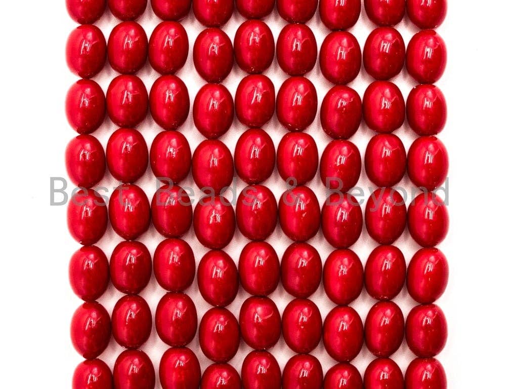 Red Natural Mother of Pearl beads,10x13mm Pearl Oval beads, Loose Oval Smooth Pearl Shell Beads, 16inch strand, SKU#T90