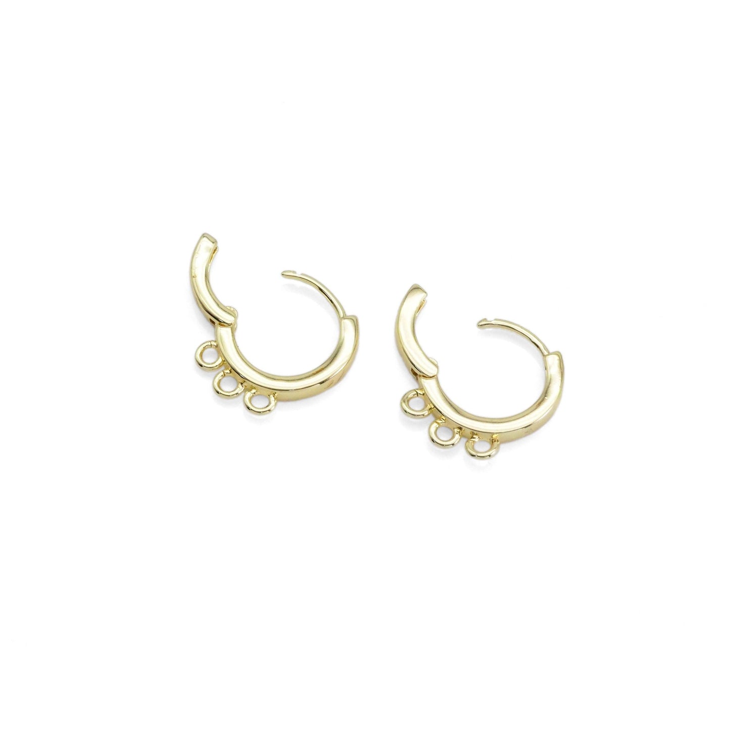 Gold Round Hoop with three loops Earrings, Sku#LX410