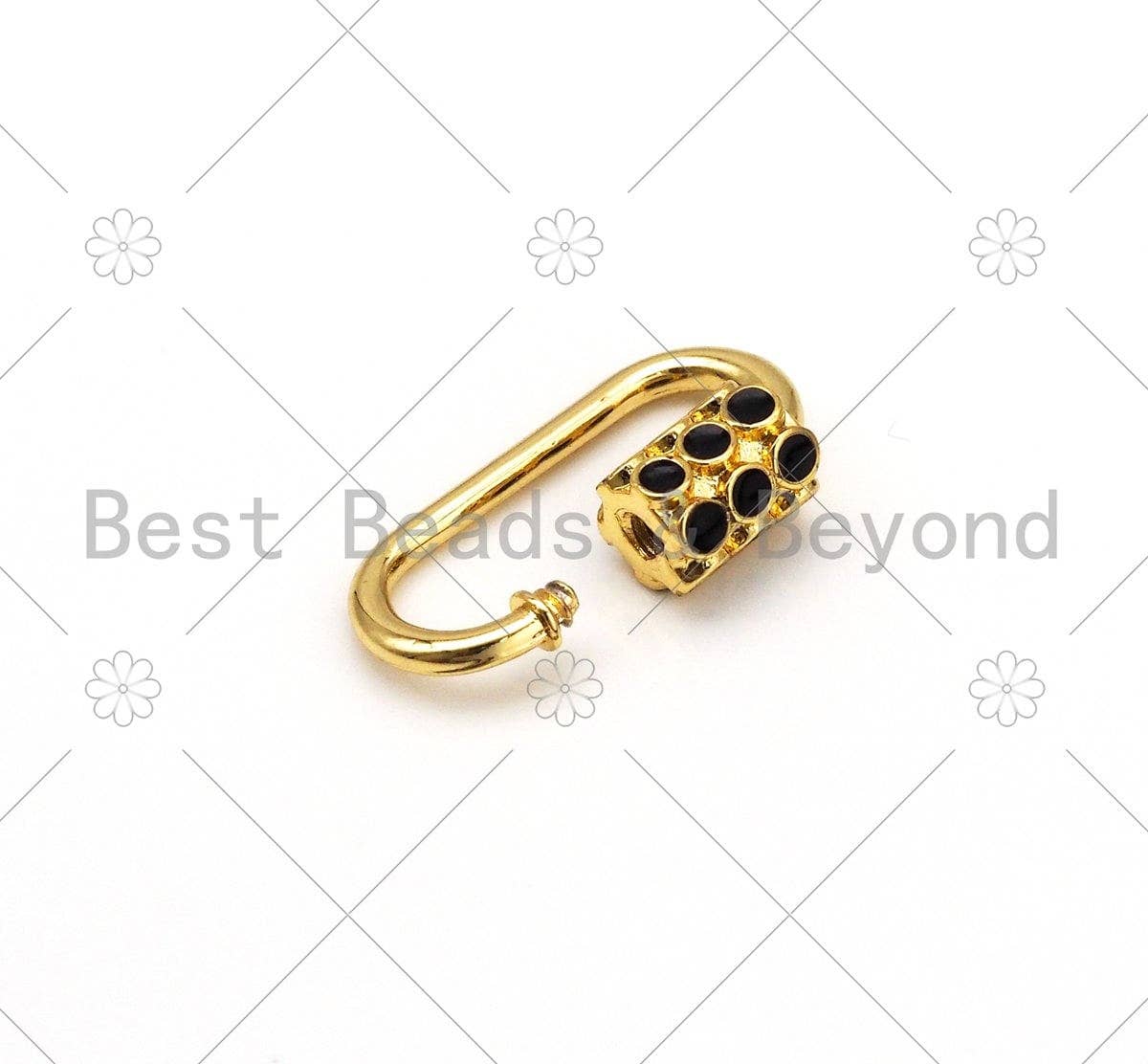 Colorful Enamel Oval Shape Screw Clasp, 18K Gold Filled ,SKU#H327C