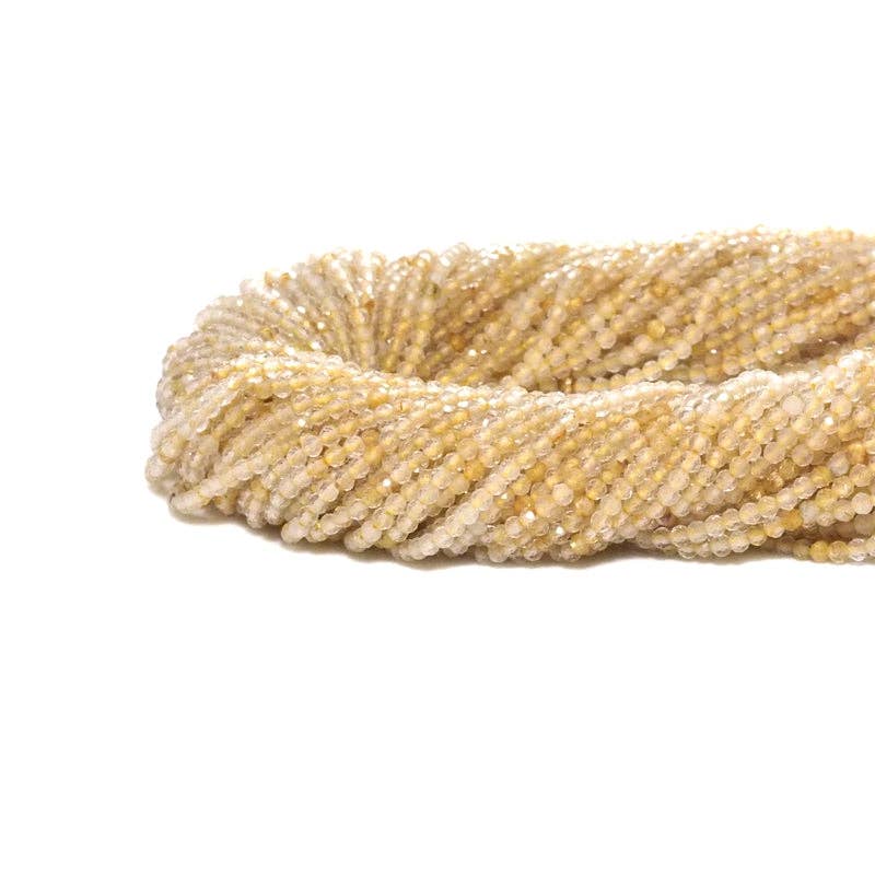 Genuine Rutilated Quartz Round Faceted Beads, 2mm, Sku#U1503