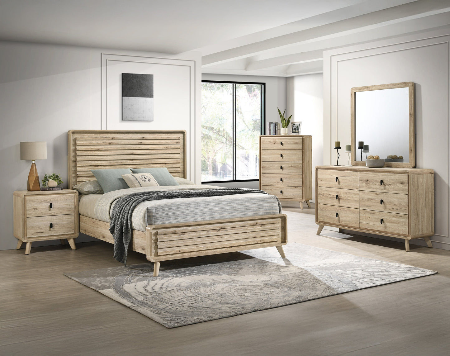 Mid-Century-Inspired King Size Panel Bed