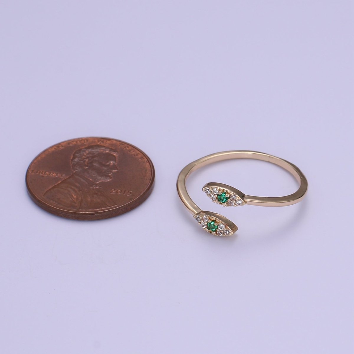 1pc End-to-end Crystal Eye on Golden Circle Ring CZ Gold Filled Geometric Casual Ring Jewelry O-954