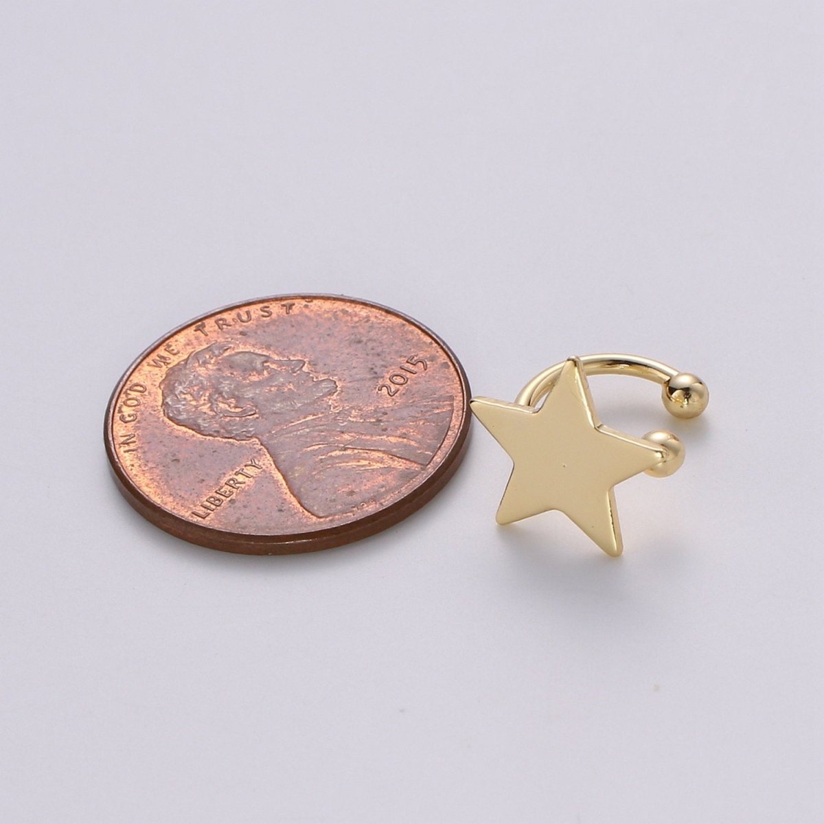 1x Gold Ear cuff, No piercing ear cuff, Fake piercing, Ear cuff, Helix no piercing hoop, Star ear cuff, Love earring, ear cuff, AI-138