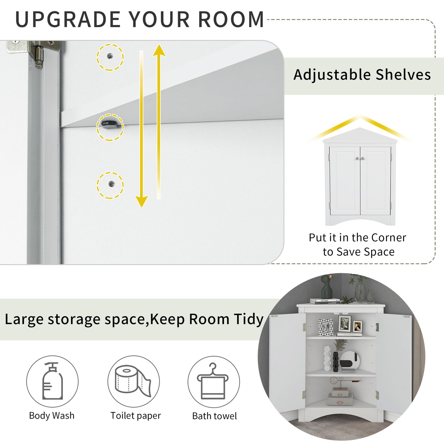 White Triangle Bathroom Storage Cabinet