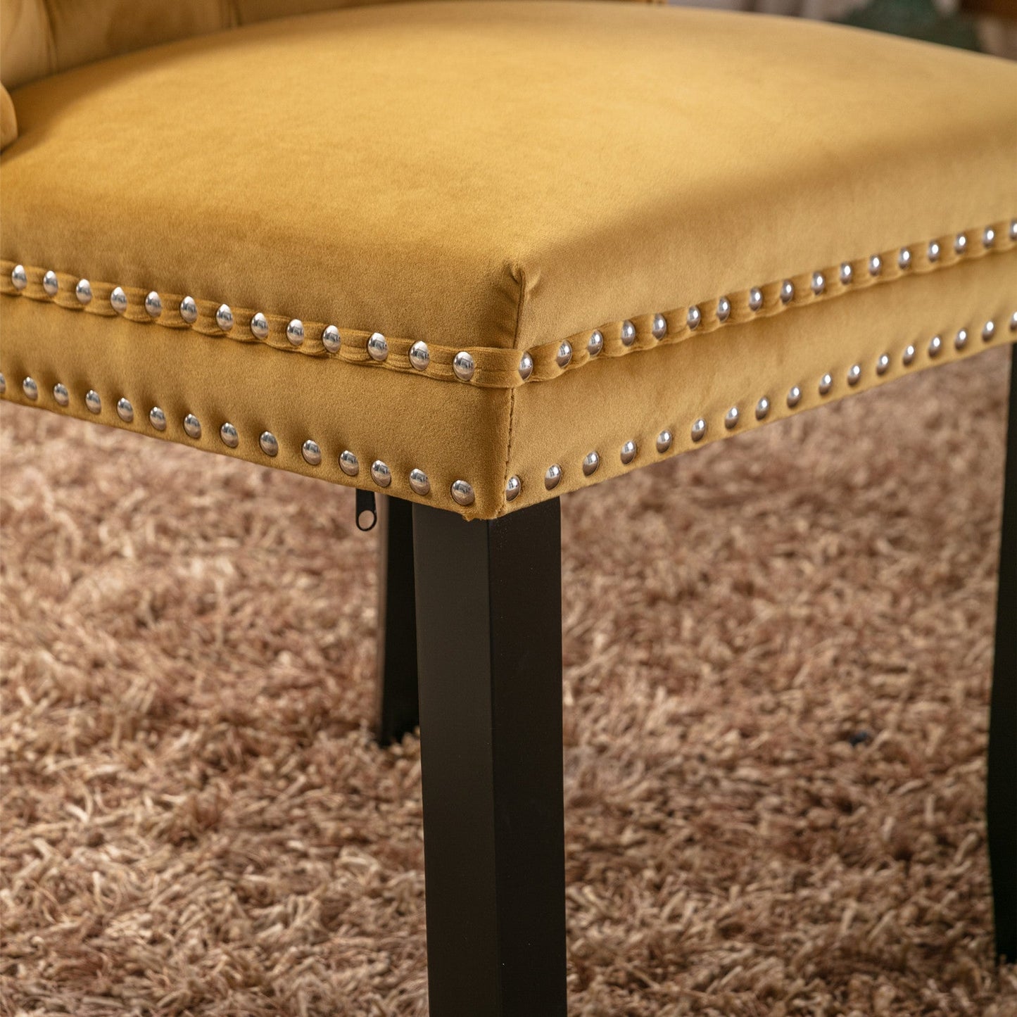 Nikki Collection Modern Velvet Upholstered Dining Chair Set