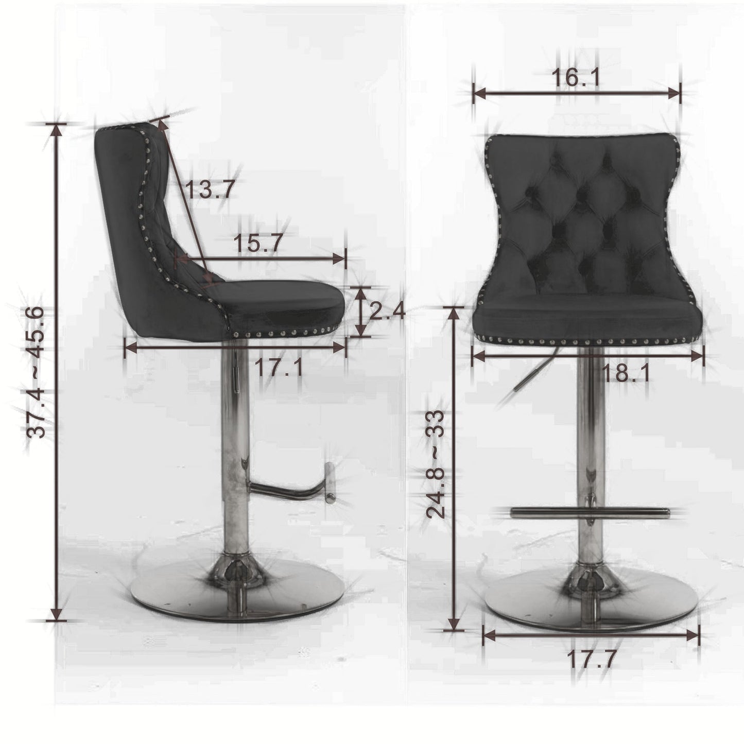 A&A Furniture Swivel Velvet Barstools