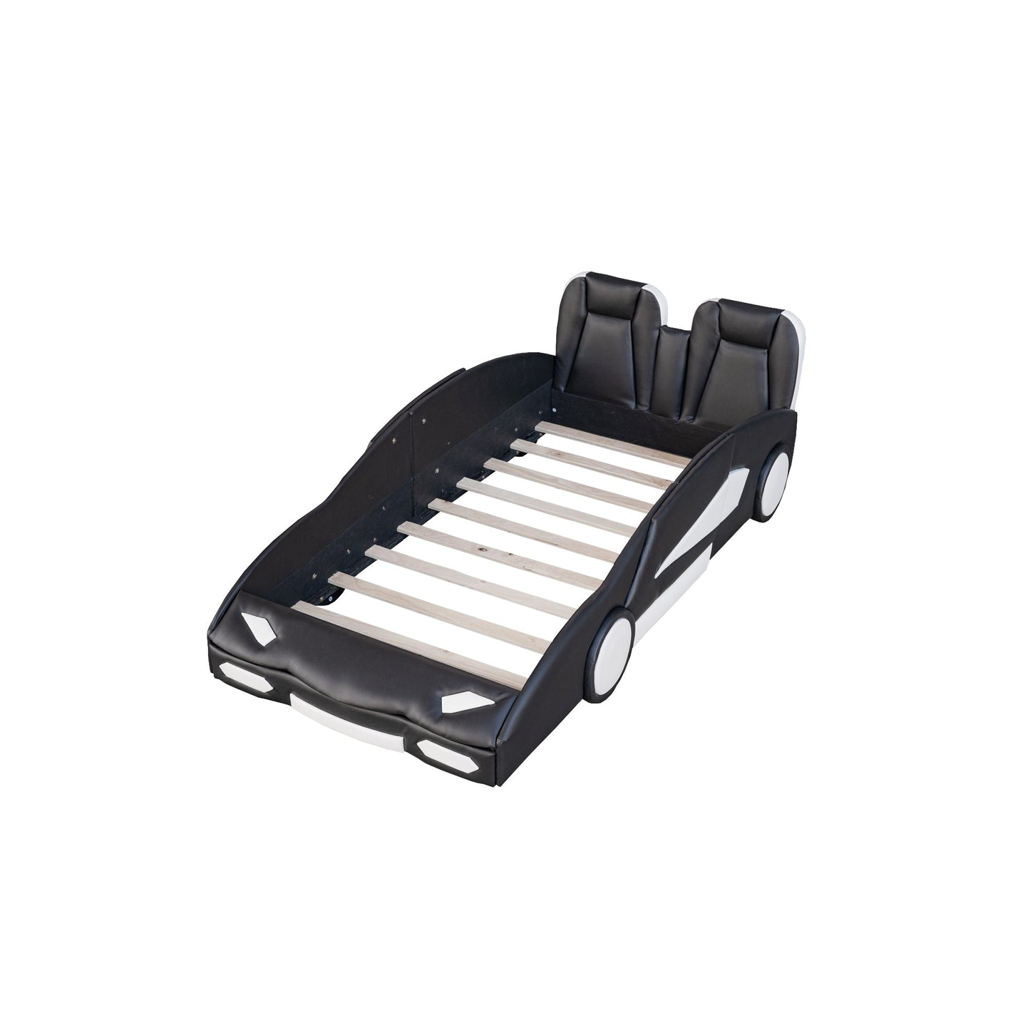 Twin Size Race Car-Shaped Platform Bed with Wheels