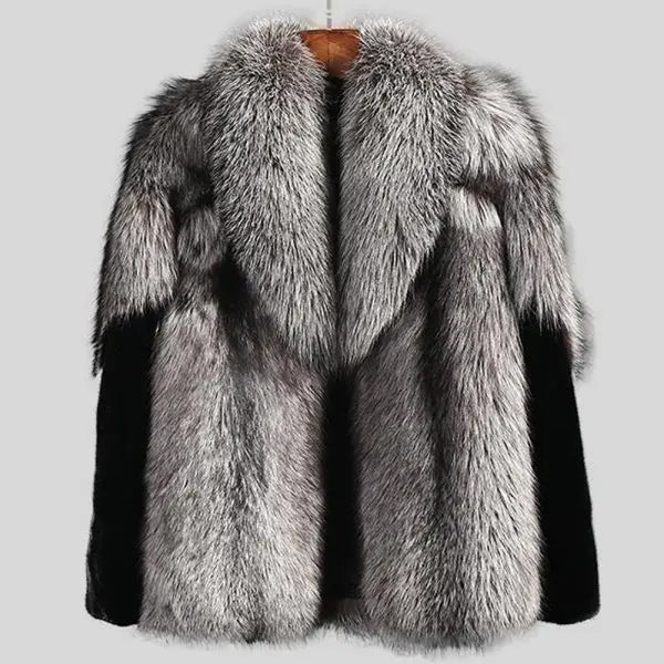 2022 New Men’s Winter Grey Shearling Short Faux Fur Mink Jacket Coat