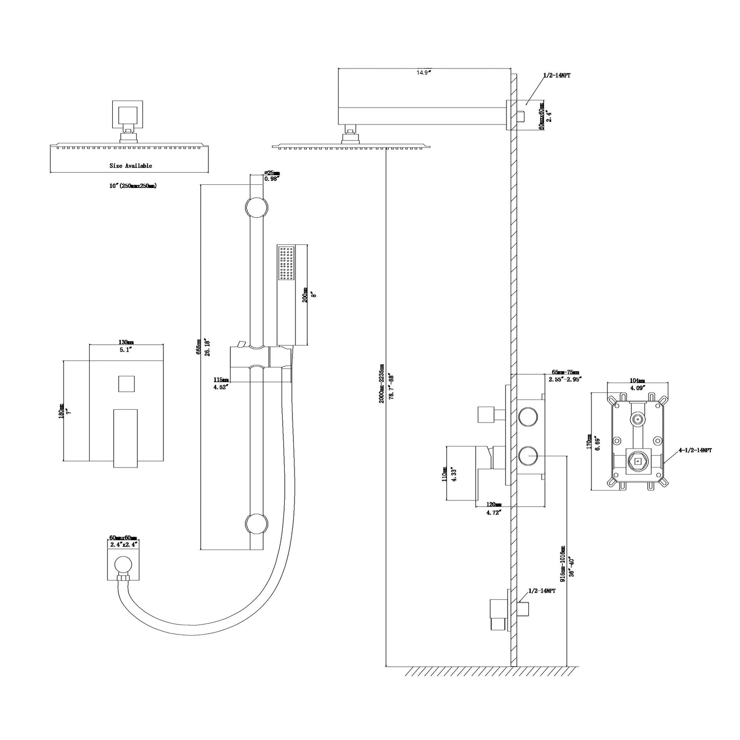 Shower System with Adjustable Slide Bar