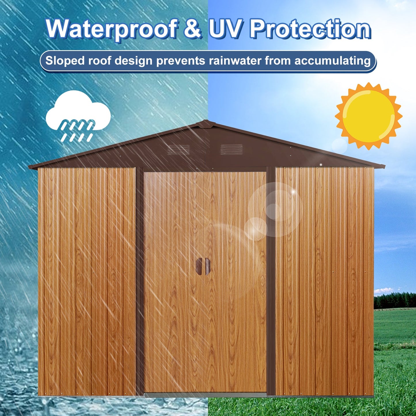 8ft x 10ft Outdoor Metal Storage Shed