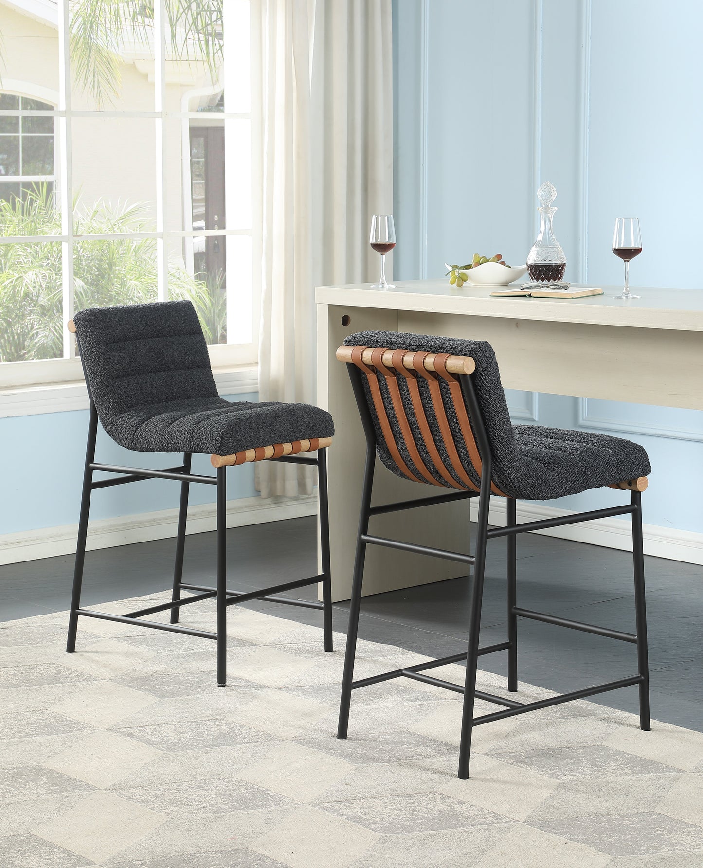 Lahni 17.75" Boucle Fabric Counter Height Chair