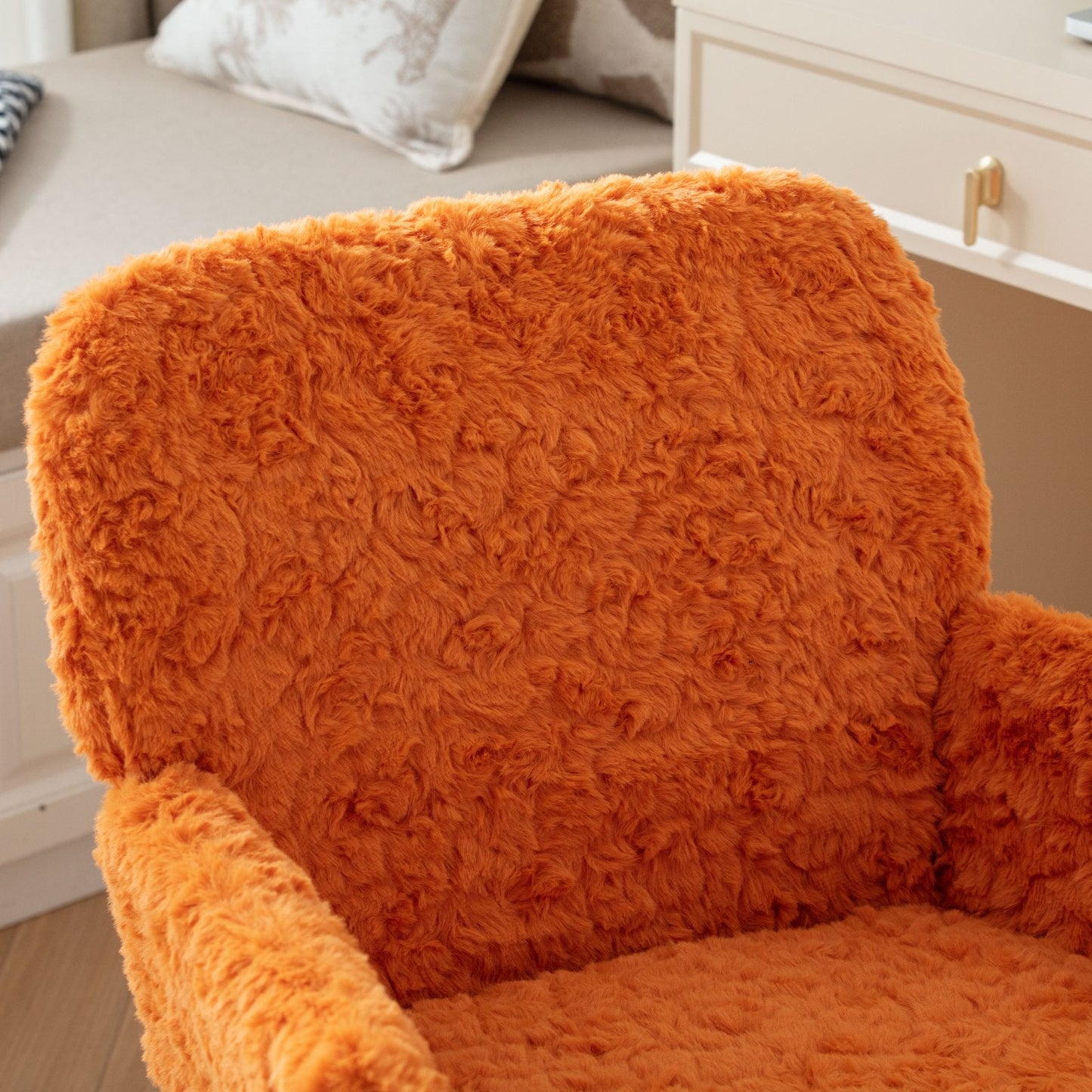 A&A Furniture Office Chair - Adjustable Vanity Chair in Orange
