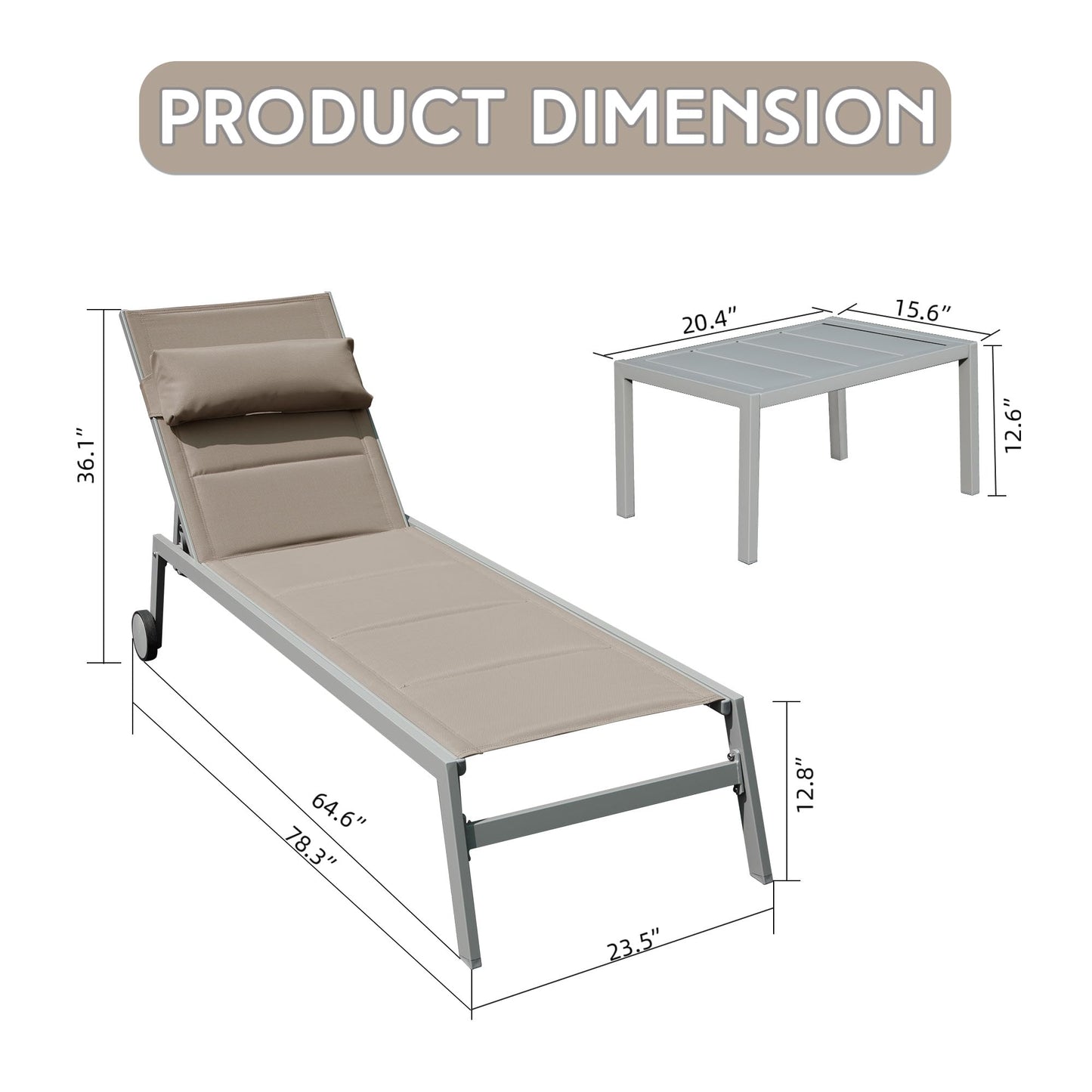 Outdoor Patio Chaise Lounge Set of 3