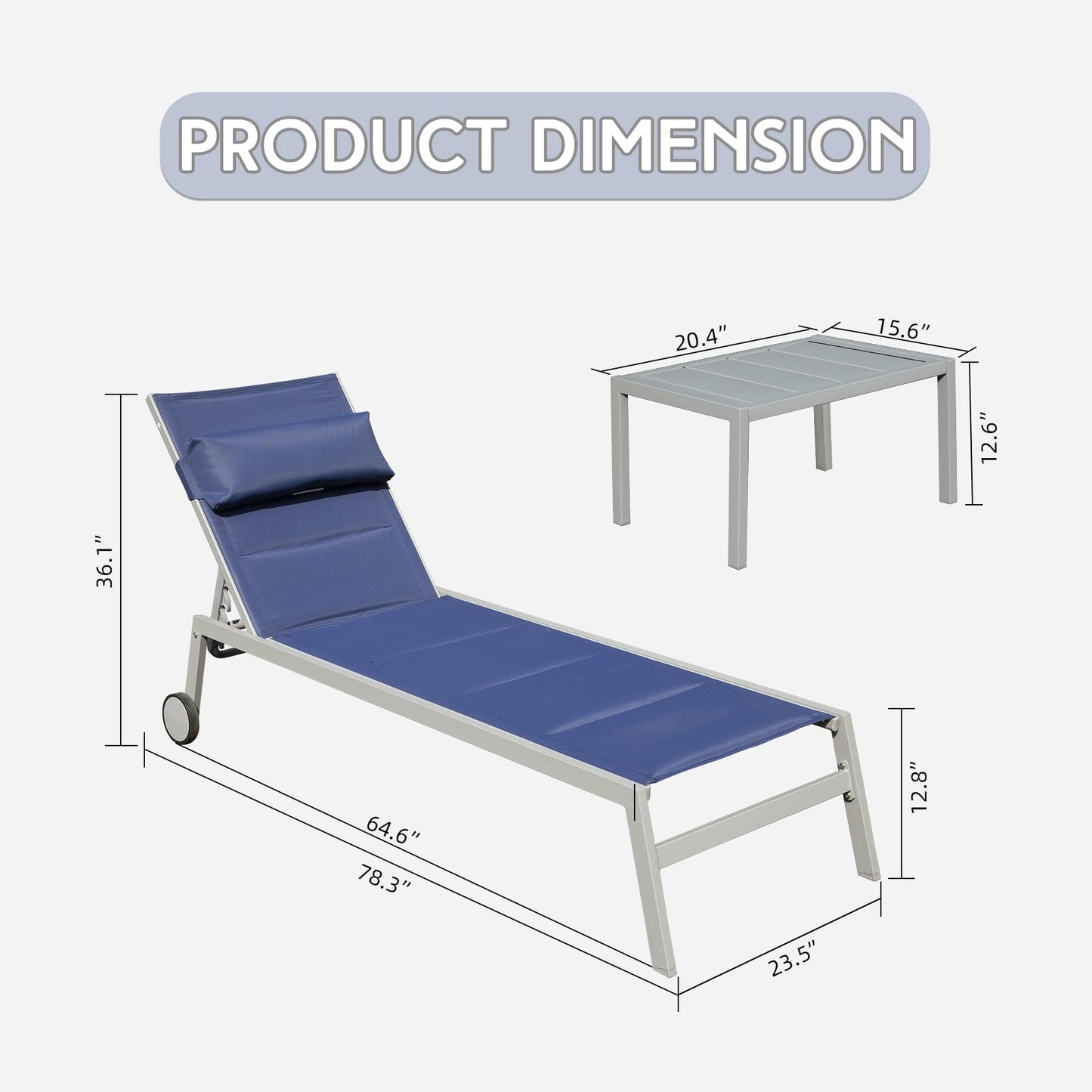 Outdoor Patio Chaise Lounge Set of 3