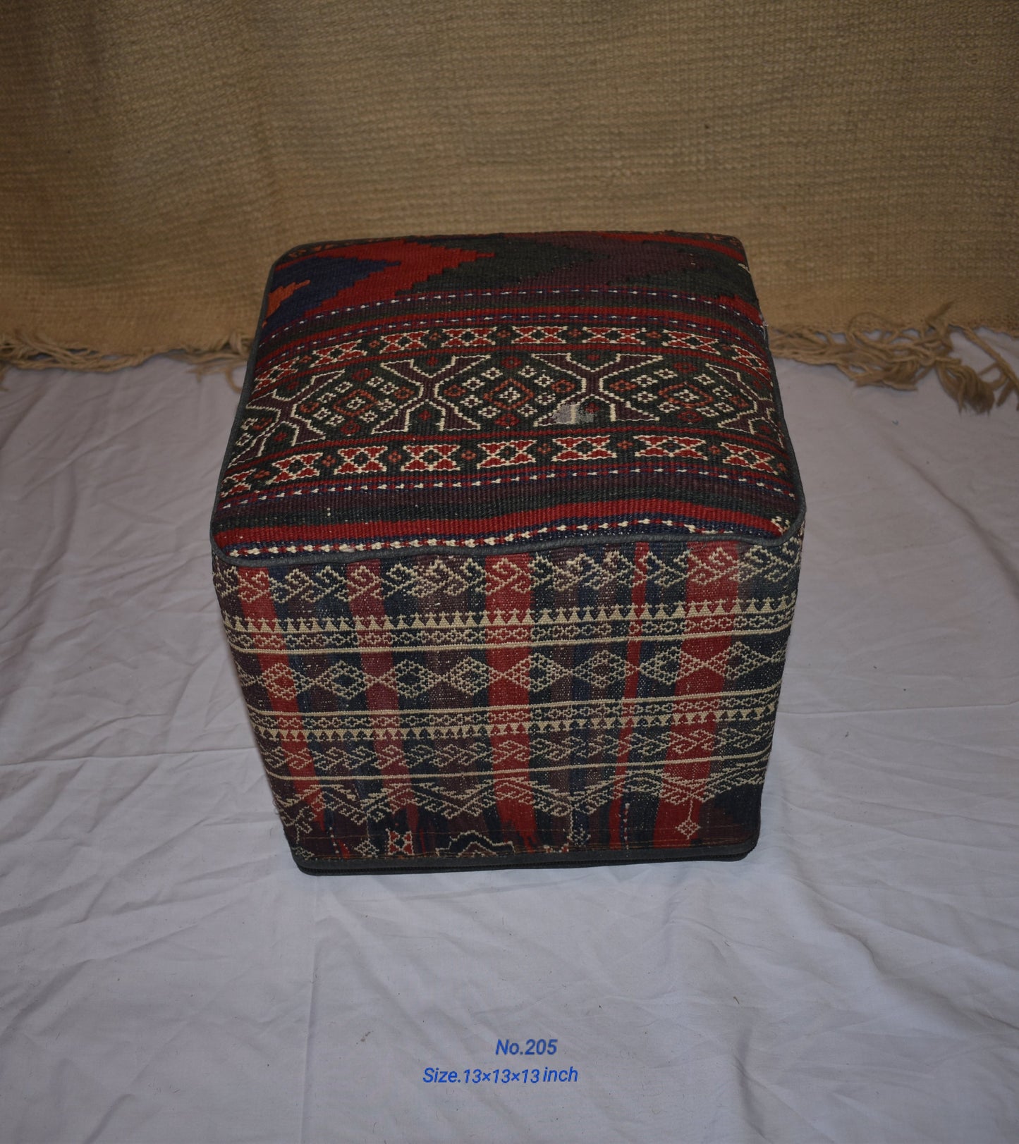 One of a Kind Kilim Rug Pouf Ottoman foot stool - #205