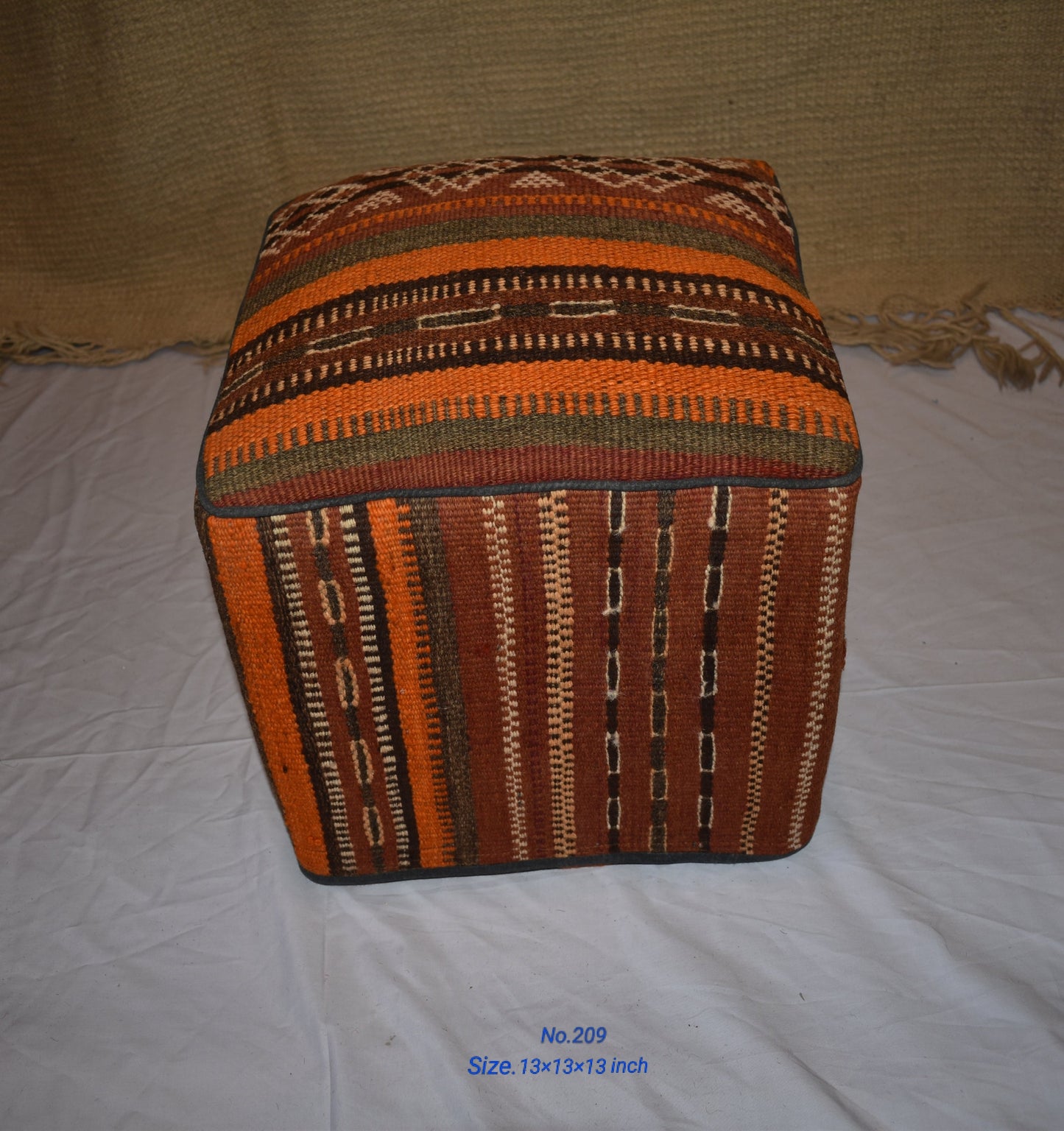 One of a Kind Kilim Rug Pouf Ottoman foot stool - #209