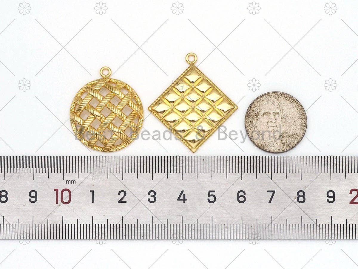Round Rhombus Shape Pendant,18K Gold Filled Charm, Necklace Bracelet Charm Pendant, 29x25mm/35x31mm,Sku#Y517