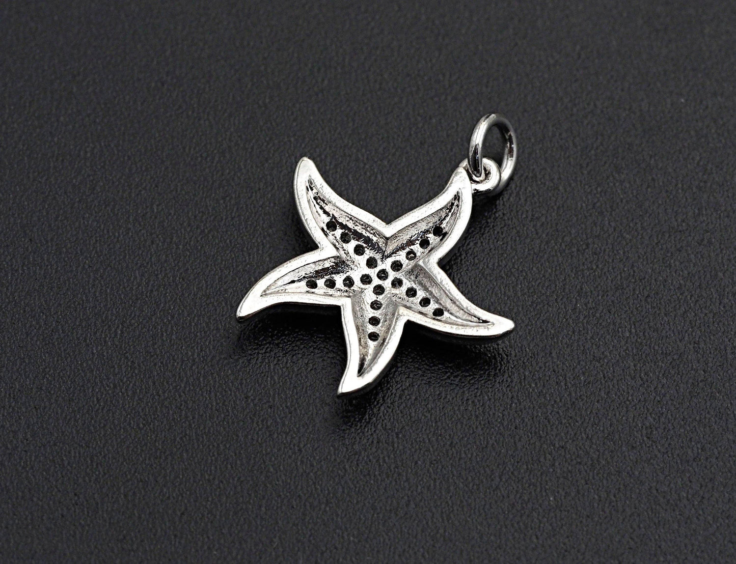 CZ Micro Pave Starfish Shaped Pendant/Charm, Cubic Zirconia Pendant Charm, 17x18mm,sku#Z575